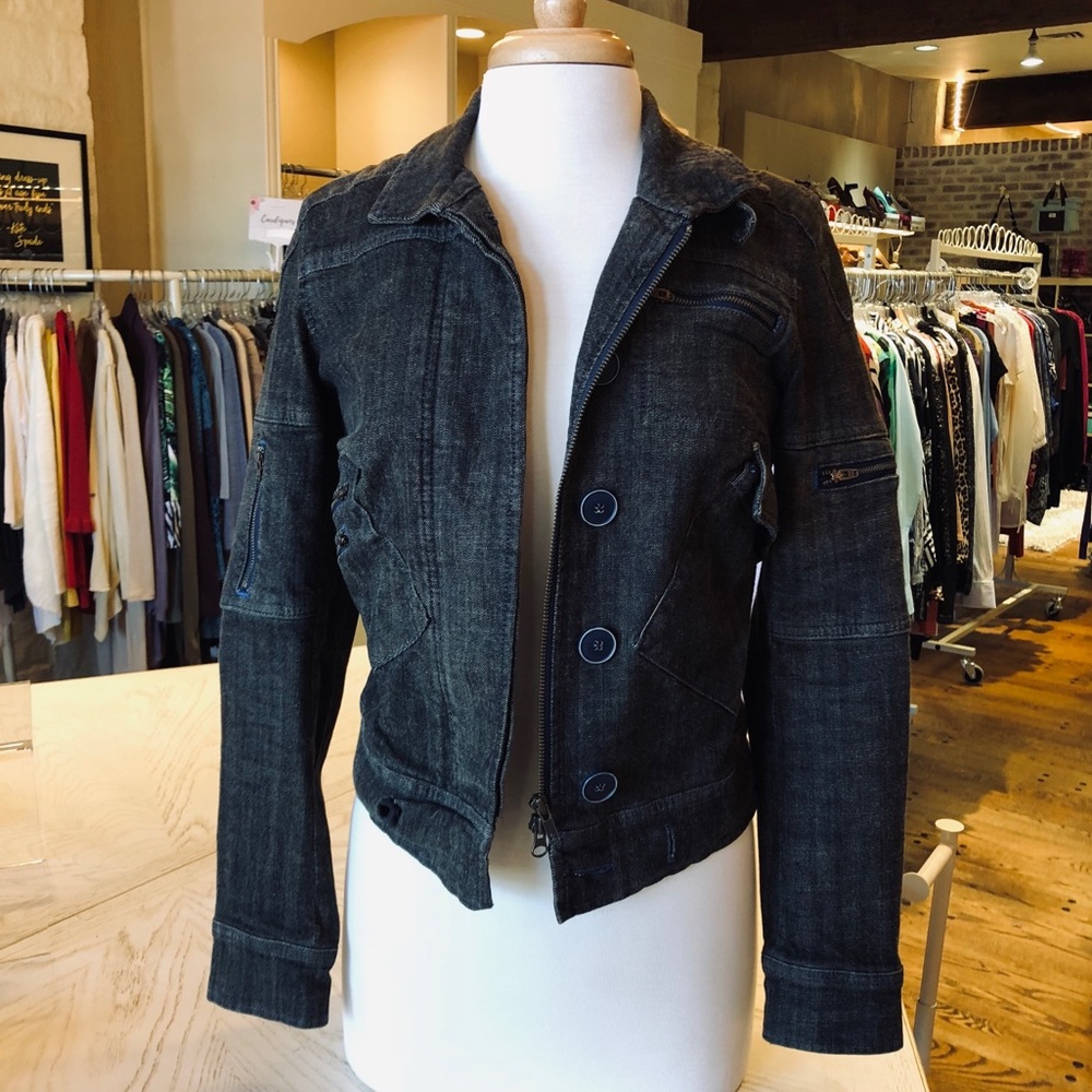 FREE PEOPLE Black Denim Jacket Jeans Coat 6